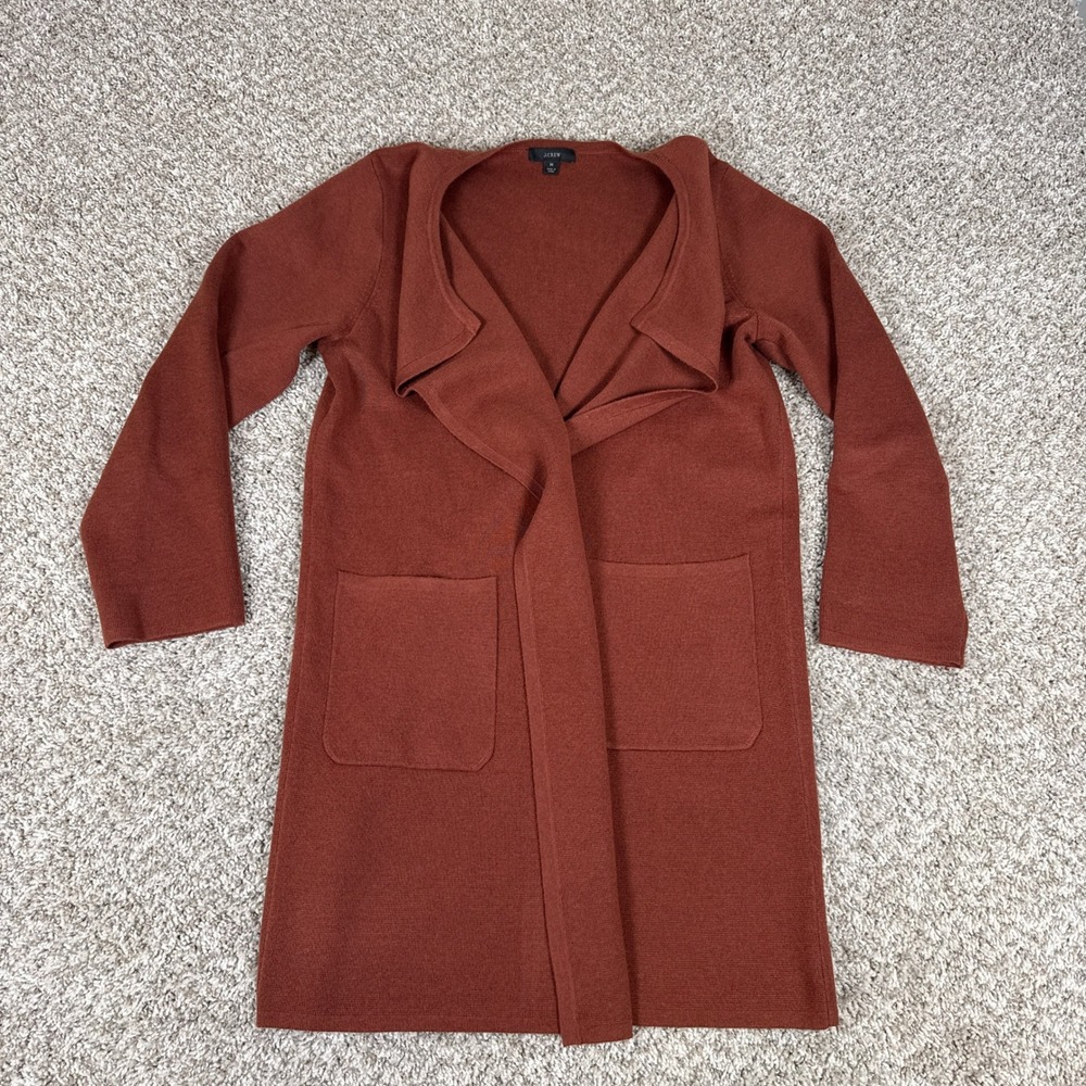 J Crew Sweater Blazer Womens Medium Rust Brown Cotton Merino Wool J6339